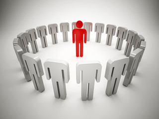 Leadership illustration. Leader and crowd without heads