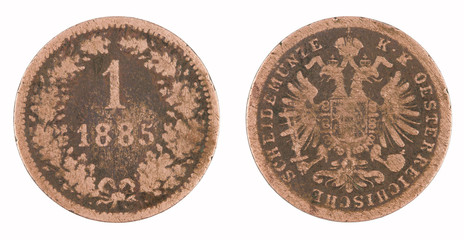 Old copper coin isolated