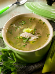 soup with chicken and leek