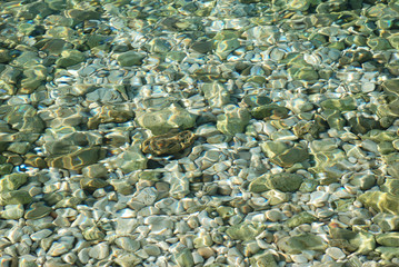 Sea floor with pebbles underwater