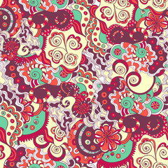 Seamless colourful detailed floral ornament texture