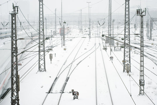 Munich Train Station In Snow