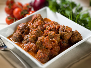meatballs with tomato sauce, selective focus