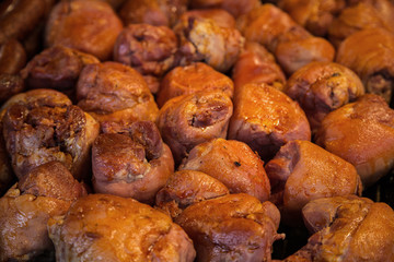 Steak and other meat on barbeque. Background