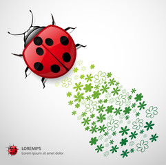 Vector Ladybug with Floral
