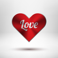 Red Valentines's Day Heart with Metal Texture