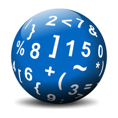 Kugel mit mathematischen Zeichen