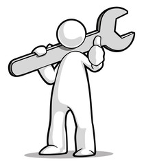 Success Celebration Clipart with Giant Wrench on Shoulder