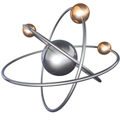 Atom structure on a black background