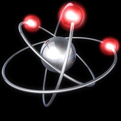 Atom structure on a black background