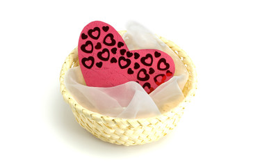 Hearts and cloth in a basket