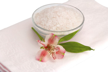 Spa accessories on a white background