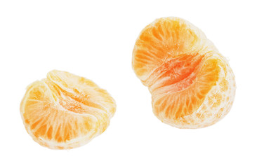 Fresh peeled mandarin Isolated on white background.