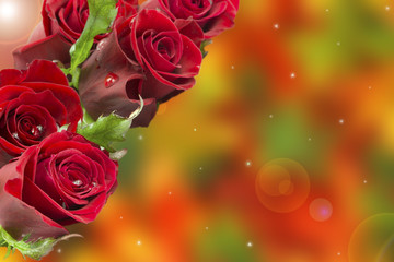 Plakat Greeting card with a bouquet of roses