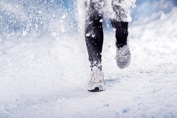 Winter running woman