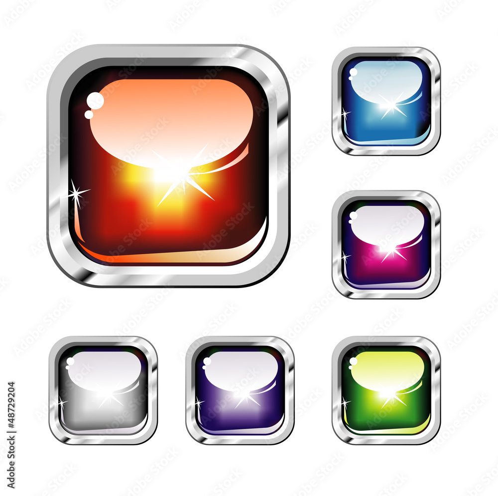 Poster chromed and glossy set of colorful buttons