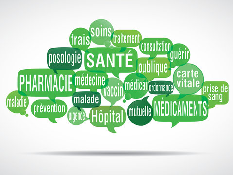 nuage de mots bulles : sant&eacute; pharmacie