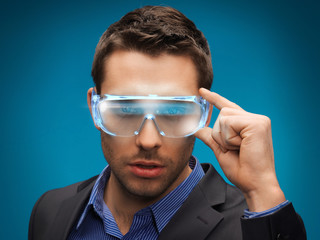 businessman with digital glasses