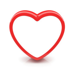 Isolated glossy heart with no filling on white background