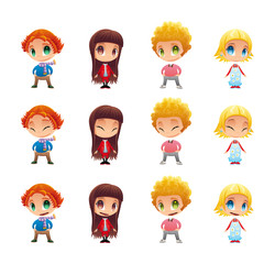 Characters with normal - blinked eyes - open mouth positions.