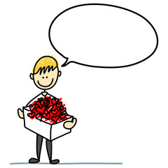 cartoon boy in love hand-drawn with thought