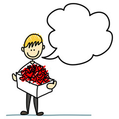 cartoon boy in love hand-drawn with cloud bubble
