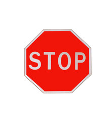 Road sign "Stop and give way" isolated