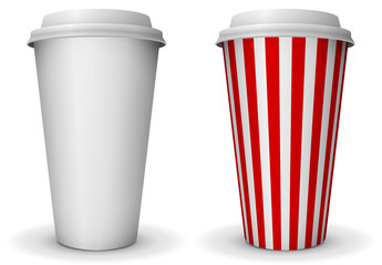 Take-away coffee paper cup vector template.