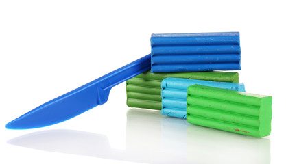 Children bright plasticine isolated on white