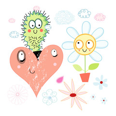 love cactus and flower