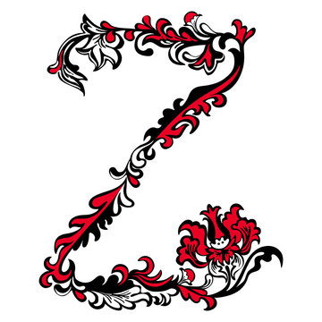 Initial letter Z on a white background