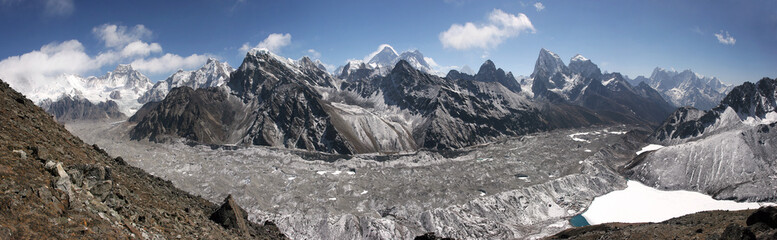 Himalaya panorama, Gokyo lake, Cho Oyu, Chomolungma, Mt. Everest