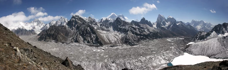 Fotobehang Cho Oyu Himalaya panorama, Gokyo lake, Cho Oyu, Chomolungma, Mt. Everest