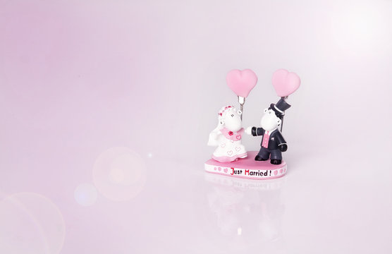 Conceptual photo of two funny sheep in love