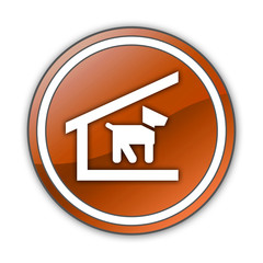 Orange Glossy Button "Kennel / Dog Shelter"