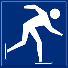 Schild blau - Schlittschuh