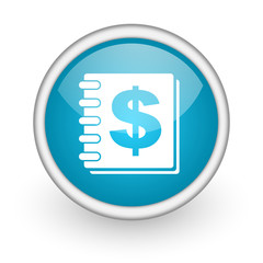 money blue glossy icon on white background