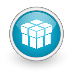 box blue glossy icon on white background