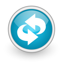 rotate blue glossy icon on white background