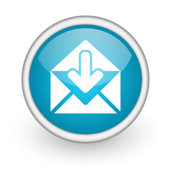 mail blue glossy icon on white background