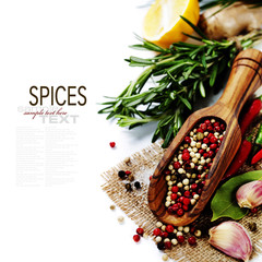 spices on a wooden board