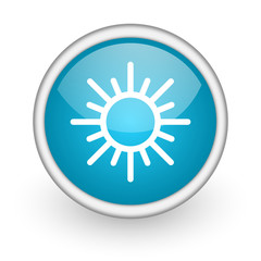 sun blue glossy icon on white background