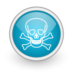 skull blue glossy icon on white background