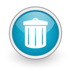 recycle blue glossy icon on white background