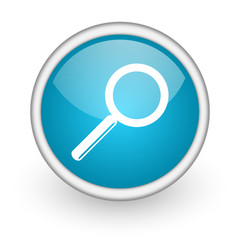 search blue glossy icon on white background
