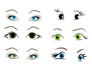 Woman eyes collection, vector illustration