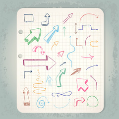 arrows on notepad