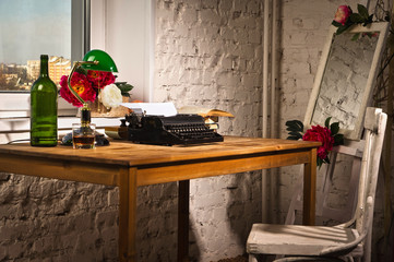 Vintage interior with typewriter