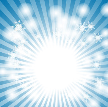 abstract blue christmas background with rays