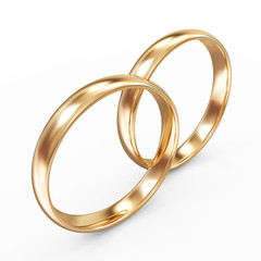 Golden Wedding Rings isolated on white background